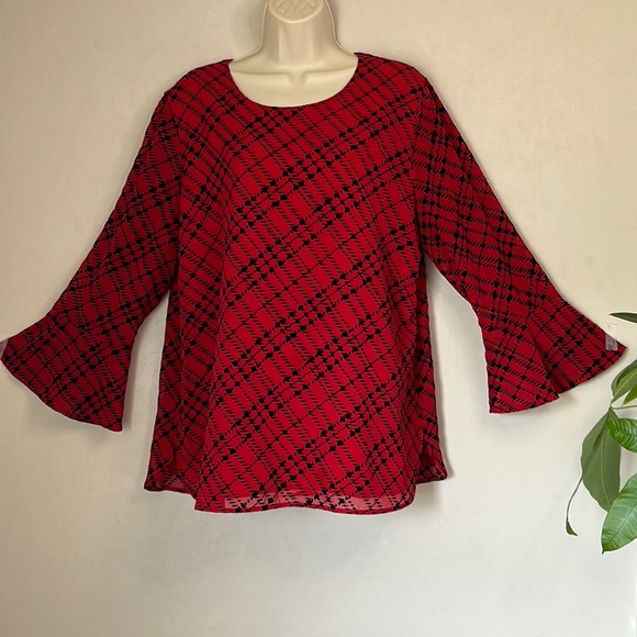 CALVIN KLEIN | SHEER TUNIC | SIZE LG | BELL SLEEVES - Picture 1 of 5